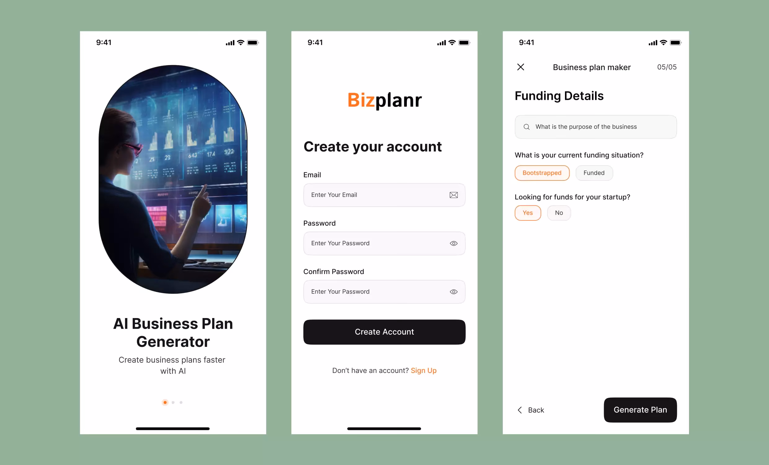 Bizplanr color palette 1